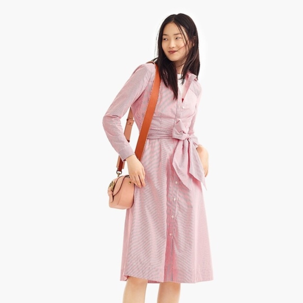 J Crew tie-waist shirt dress - striped - size 2 - like new